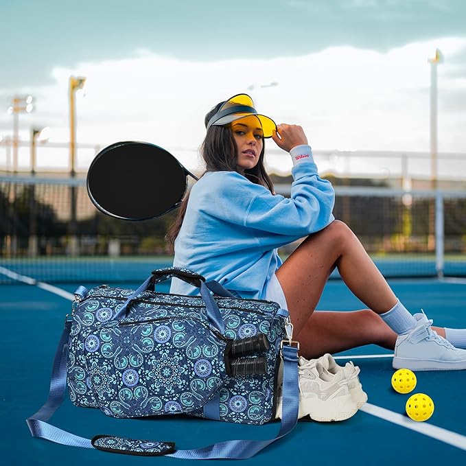 Boulder Bee Pickleball Bags, Premium Pickleball Tote Bag for Girls, Women’s Hand/Shoulder Gym Bag w Water Bottle Holder, with Pickleball Racquet/Paddle Holder