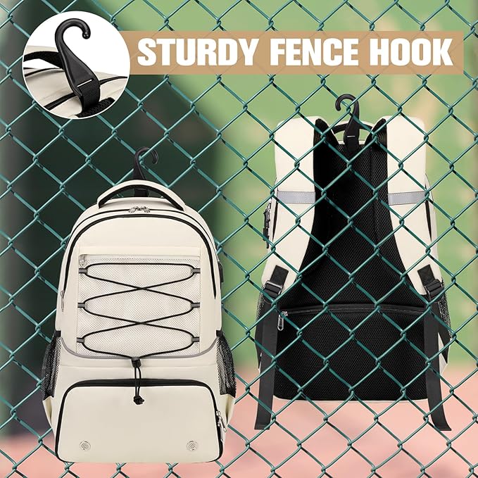 Bevalsa Pickleball Bag for Women Men Teens, Tennis Bag with Shoe Compartment, Multifunctional Sports Padel Racket Bag Badminton Backpack Fits 4 Rackets with Fence Hook