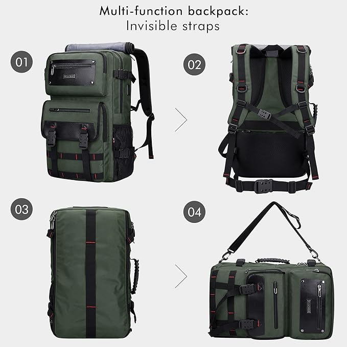 WITZMAN Carry On Travel Backpack for Men Duffle Bags Fit 17 Inch Laptop Airline Approved Laptop Backpack(B685 Army Green)