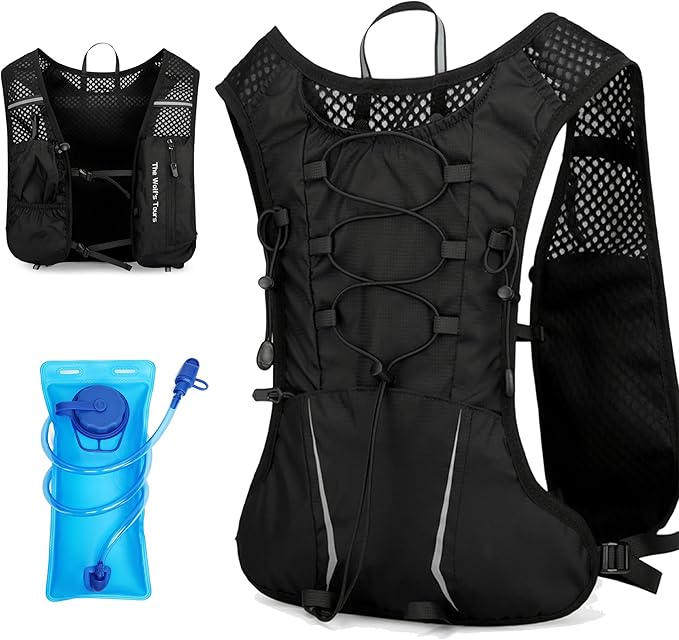 XBT Hydration Pack with 2L Water Bladder – Lightweight Running Vest for Men & Women – Adjustable, Breathable, Reflective Hydration Backpack for Hiking, Cycling, Trail Running, Marathon
