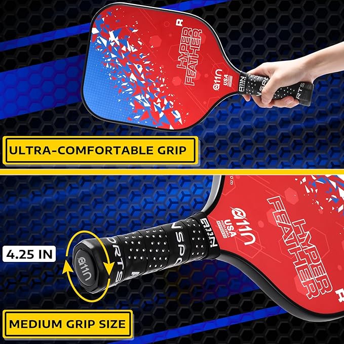 A11N HyperFeather R Pickleball Paddles Set of 2 Rackets with 4 Outdoor Balls and 1 Backpack, USA Pickleball Approved