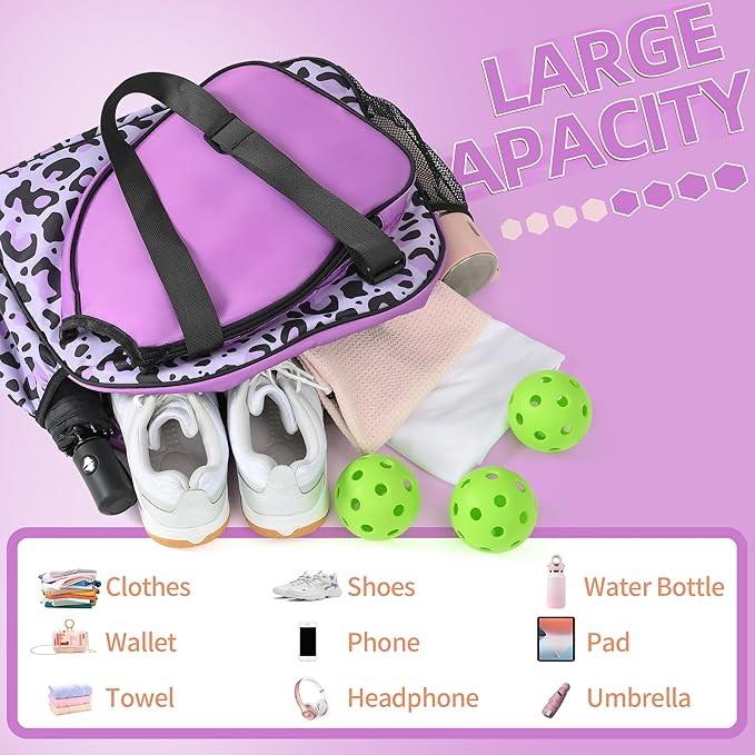 Boulder Bee Pickleball Bags, Premium Pickleball Tote Bag for Girls, Women’s Hand/Shoulder Gym Bag w Water Bottle Holder, with Pickleball Racquet/Paddle Holder