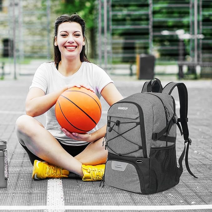 GRANDUP Basketball backpack with ball and shoes compartment Fit Volleyball, soccer, Swim, Gym, Travel, and School, large capacity sports training equipment bags