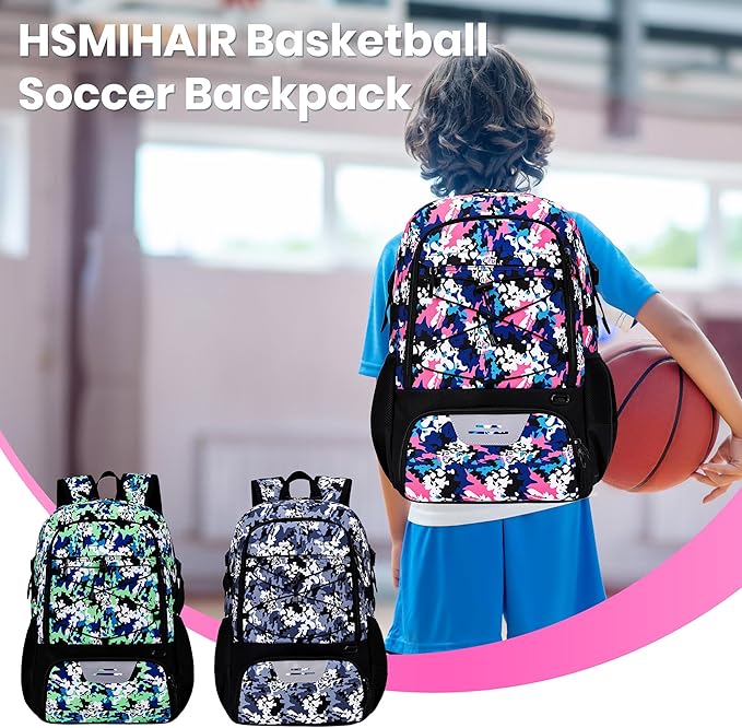 Basketball Backpack Large Sports Bag for Men&Youth,Gym Bag with Separate Ball & Shoes Compartment,Travel Bag for Basketball,Soccer,Volleyball