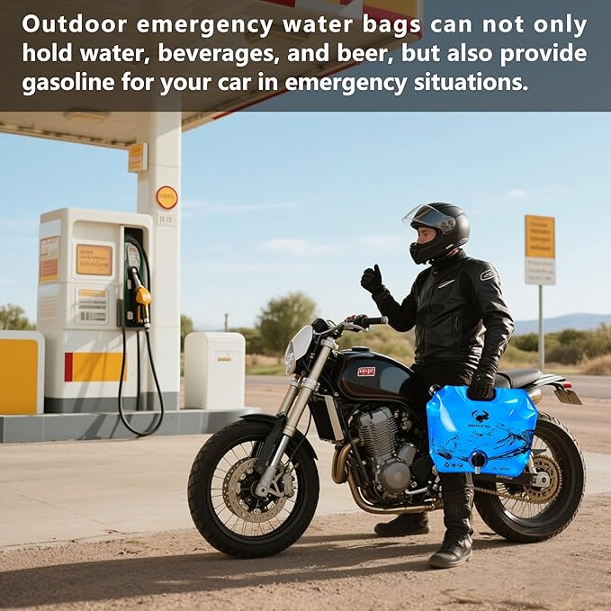 Collapsible 8L Water Storage Bag, BPA-Free Portable Folding Water Jug with Adjustable Faucet, Leakproof Emergency Water Bag for Camping, Hiking, Riding, Outdoor Sport (1, Blue)