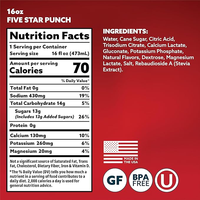 HOIST Premium Military Hydration Electrolyte Drink, Powerful IV-Level Hydration, Clinically Proven Dye Free Performance Drink, Five Star Punch, 16 Fl Oz (Pack of 12)