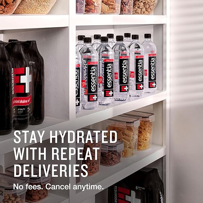 Essentia Water LLC, Ionized Alkaline Bottled Water; 99.9% Pure, Infused with Electrolytes, 9.5 pH or Higher a Clean, Smooth Taste, 20 Fl Oz (Pack of 24)