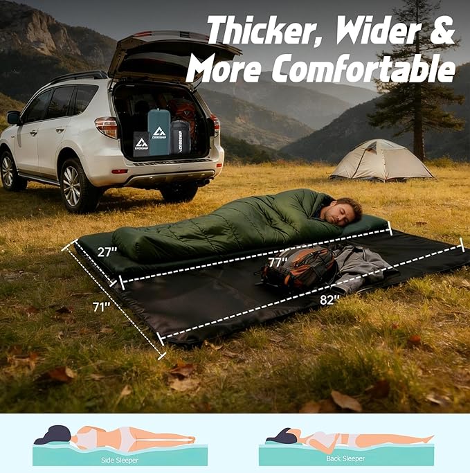 Self Inflating Camping Sleeping Pad with Electric Pump - 9.5 R-Value&3.2" Extra Thick Memory Foam Mat with Pillow, Packable for Camping, Backpacking&Car-Sleep (Includes Waterproof Camp-Pad)