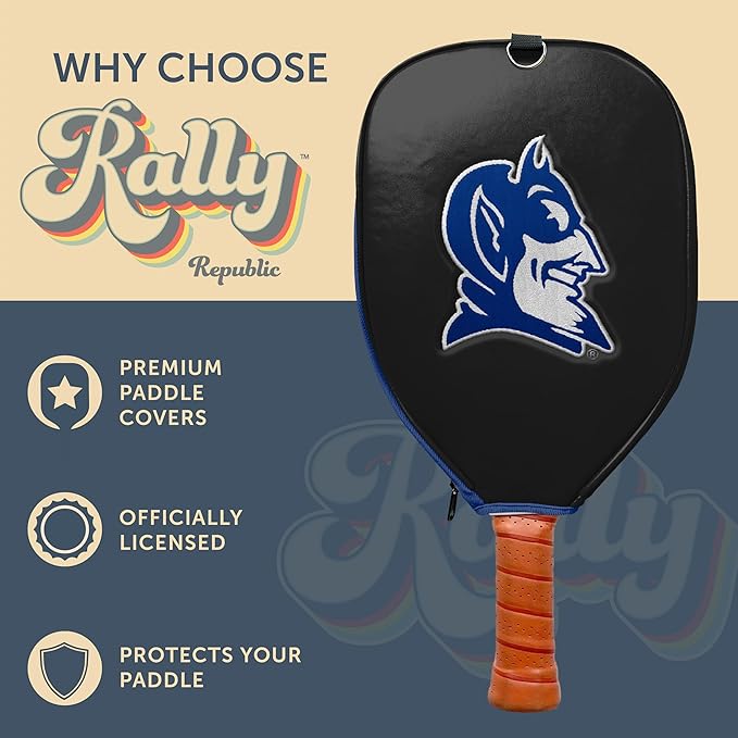 Officially Licensed Collegiate Pickleball Paddle Cover - Lightweight PU Leather Material - Durable Foam Interior Protection with Zippered Closure - Fits Most Paddles on the Market