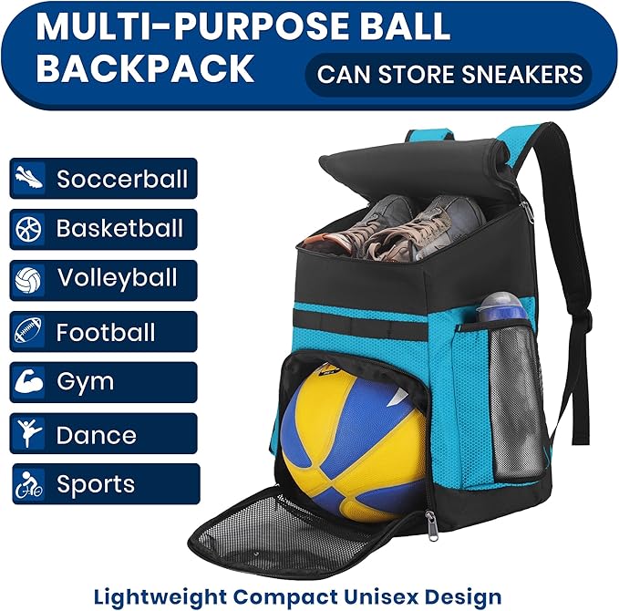 Basketball Backpack Large Sports Bag for Men&Youth,Gym Bag with Separate Ball & Shoes Compartment,Travel Bag for Basketball,Soccer,Volleyball