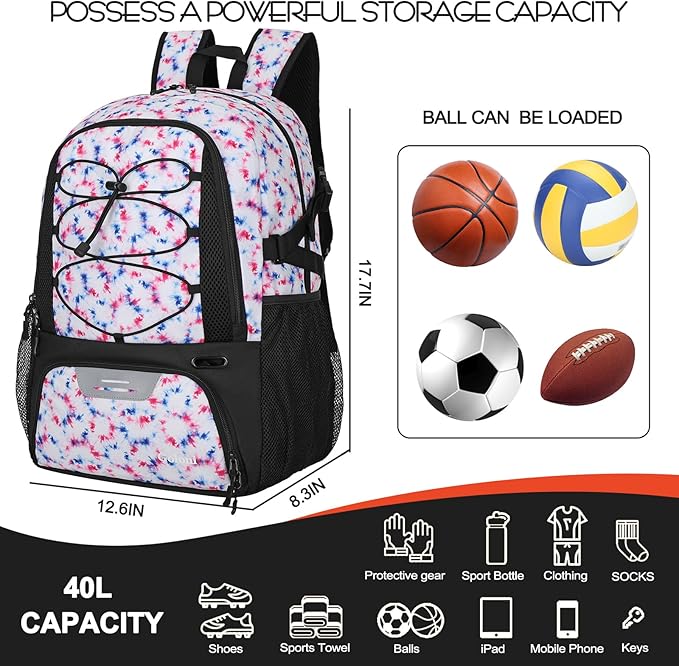 Goloni Basketball Backpack,Large Sports Bag with Ball Compartment & Shoe Compartment,Basketball Bag Fit Volleyball, soccer,Gym