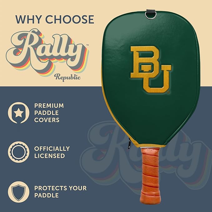Officially Licensed Collegiate Pickleball Paddle Cover - Lightweight PU Leather Material - Durable Foam Interior Protection with Zippered Closure - Fits Most Paddles on the Market