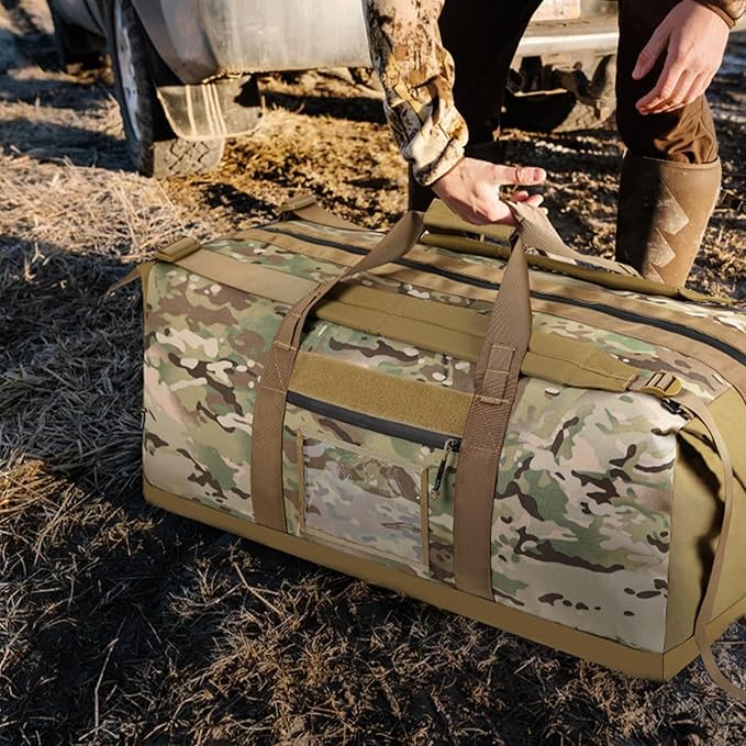 130L Tactical Travel Duffle Bag Large Capacity Waterproof Full-Access Opening Foldable Military Backpack Travel for Outdoor Camping Hunting Weekender Gym Traveling Workout Deployment