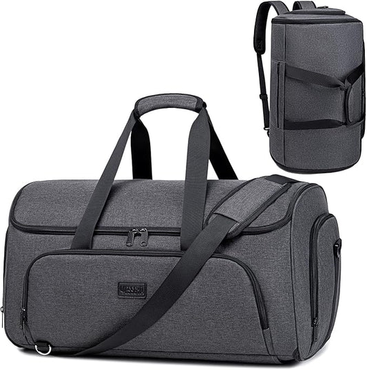 Garment Bags for Travel 58L Garment Bags Duffle Bag for Travel Convertible Carry On Garment Duffle Bag 4 in 1 Foldable Suit Bag with Shoes Compartment for Men Women Weekender，Dark Grey