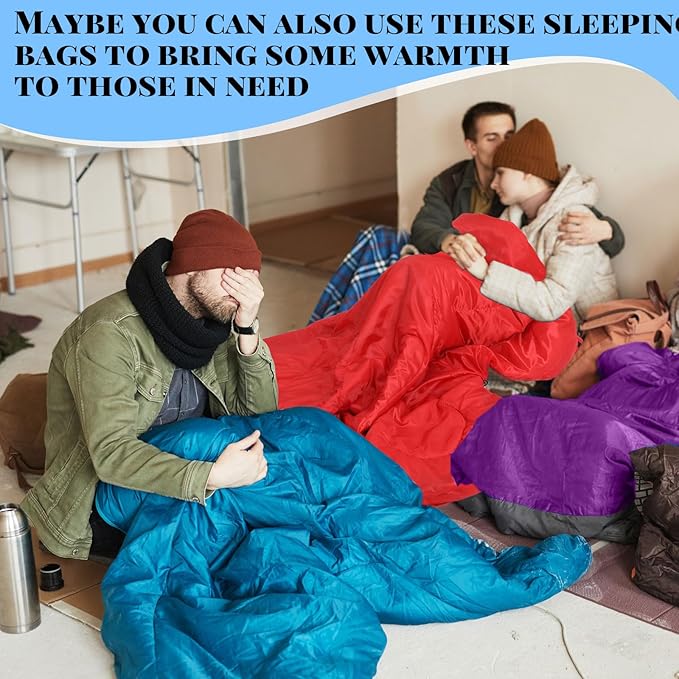 Tudomro 16 Pack Winter Camping Sleeping Bags Bulk for Homeless Adults Cold Weather Lightweight Waterproof Compact Backpacking Sleeping Bag Gifts for Travel Hiking Christmas