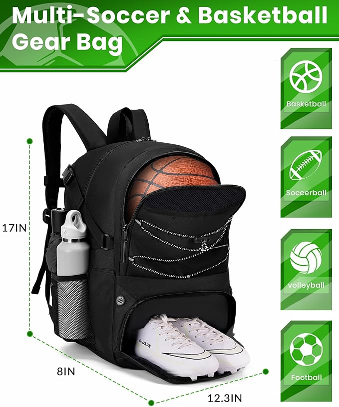 Basketball Backpack Large Sports Bag for Men&Youth,Gym Bag with Separate Ball & Shoes Compartment,Travel Bag for Basketball,Soccer,Volleyball