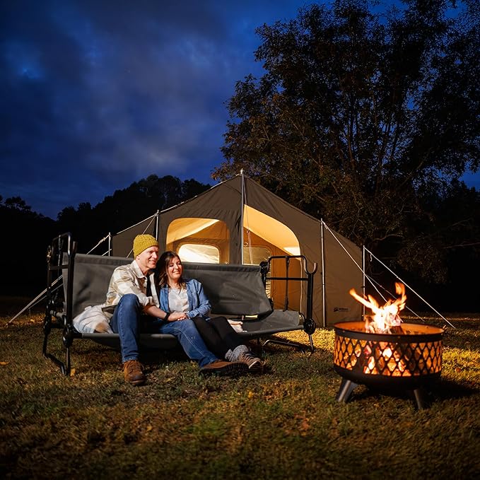 Disc-O-Bed Large Portable Bunk Camping Cots with Carry Bags - Heavy-Duty Indoor or Outdoor Sleeping System, Converts to Bench or Separate Beds, 500 lb Weight Capacity Per Cot