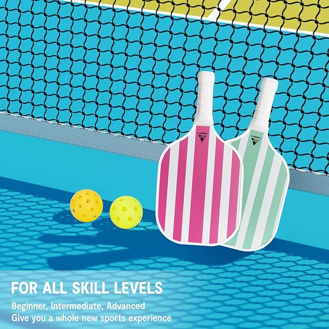 Pickleball Paddles 4 Pack - USAPA Light Graphite Premium Rackets Fiber Face & Polymer Honeycomb Core Pickleball Set with 4 Outdoor Indoor Balls Including Portable Carry Bag