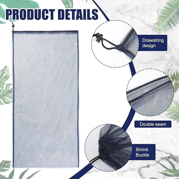 6 Pcs large Mesh Bag 24 x 48 inch Ball Mesh Drawstring Storage Sports Equipment Bag for Balls Beach
