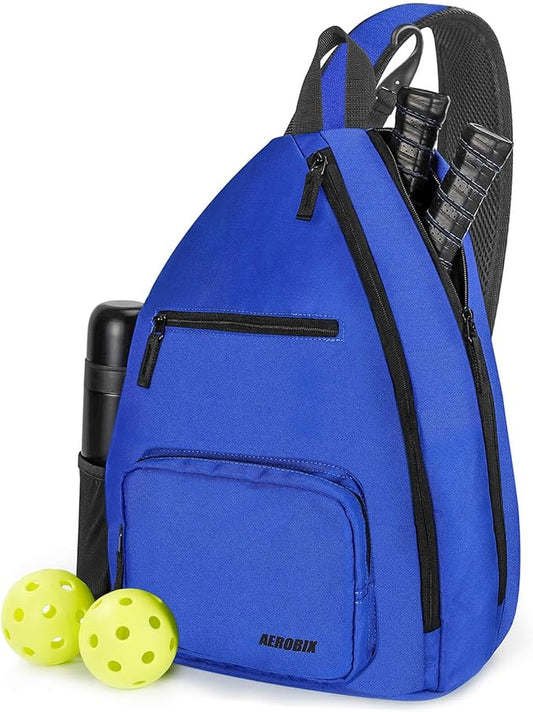 AEROBIX Pickleball Bag for Women & Men, Pickle Ball Backpack - Upgraded Zippers, Large Capacity, Padded Paddle Pocket, Adjustable Sling Bag (No Accessories)