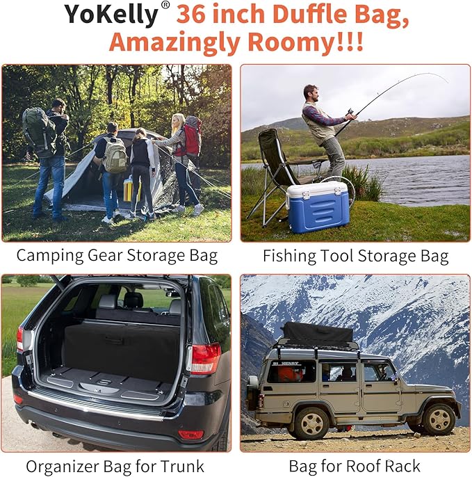 YoKelly 100L Large Duffle Bag - 36 inch Heavy Duty Luggage Bag for Travel/Camping - Black