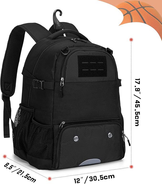 DSLEAF Basketball Bag Backpack, Soccer Bag Backpack with External Ball Net, Basketball Equipment Bag with Separate Shoe Space for Basketball, Soccer, Volleyball, Sport Training