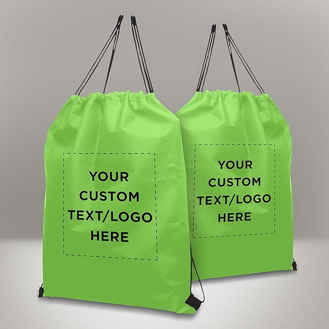DISCOUNT PROMOS Custom Non-Woven Drawstring Backpacks Set of 10/50/100, Personalized Bulk Pack