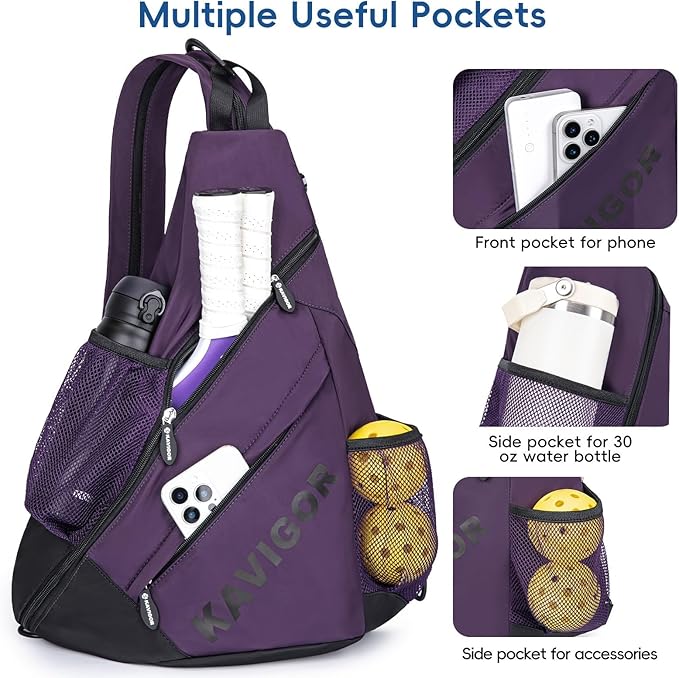 2025 Pickleball Sling Bag, Convertible Ultra-Light Backpack with Skin-Soft Fabric & Wet/Dry Pocket, Fits 4 Paddles + Gear