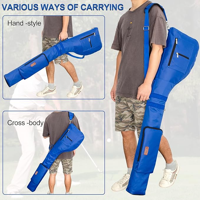 AKOZLIN Golf Clubs Carry Bag 8-10 Lightweight Foldable Travel Sunday Golf Case with Strap Waterproof Sunday Bag