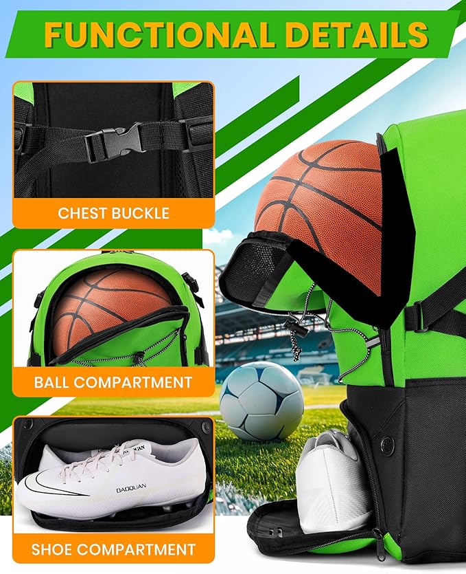 Basketball Backpack Large Sports Bag for Men&Youth,Gym Bag with Separate Ball & Shoes Compartment,Travel Bag for Basketball,Soccer,Volleyball