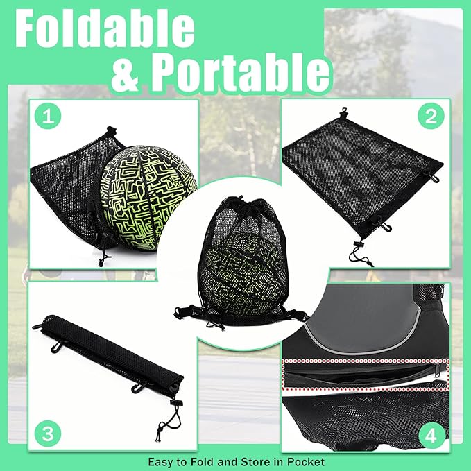 KAEGREEL Drawstring Soccer Bag Basketball Backpack for Kids Teens, Foldable Sports Bags Detachable Ball Mesh Bag for Gym Yoga Football Baseball