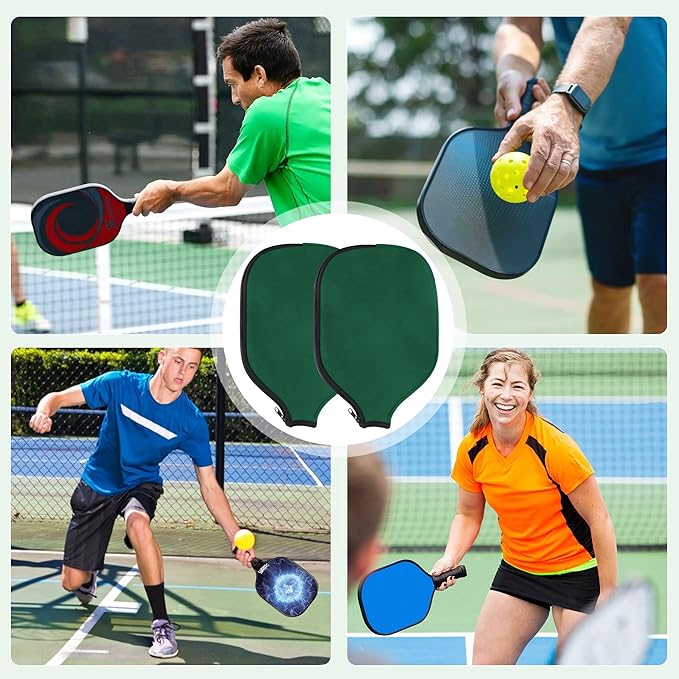 2 PCS Pickleball Paddle Covers, Durable Neoprene Universal 8.26 x 11.8Inch Zippered Racket Sleeve Storage Bag, Fits USAPA Standard Pickleball Racquets
