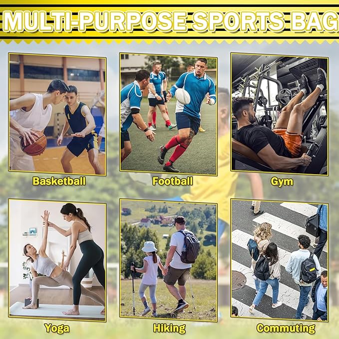 KAEGREEL Drawstring Soccer Bag Basketball Backpack for Kids Teens, Foldable Sports Bags Detachable Ball Mesh Bag for Gym Yoga Football Baseball