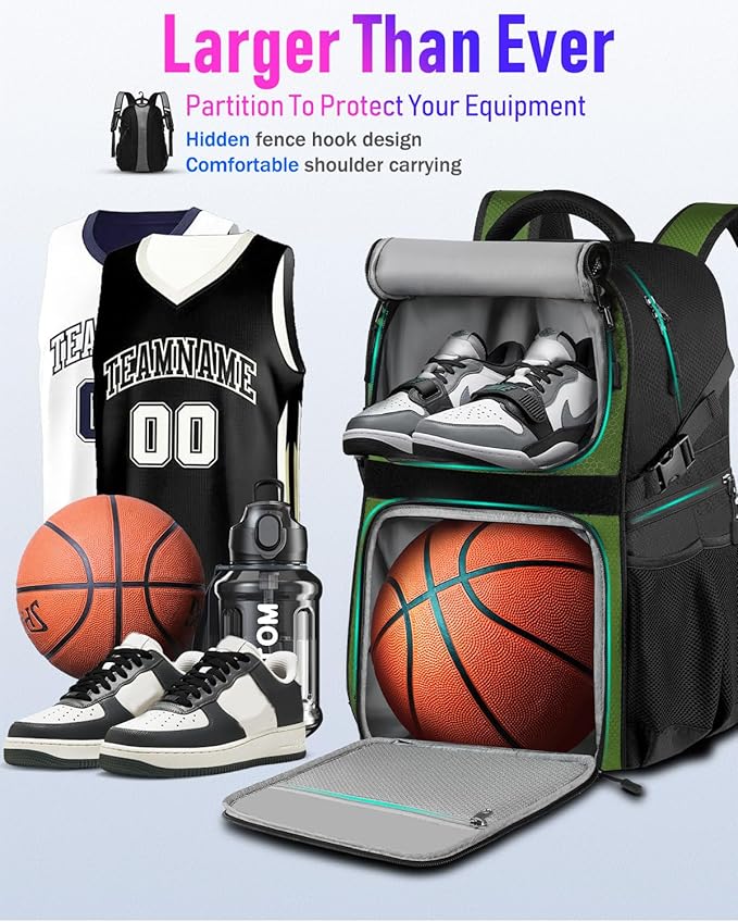 Basketball Bag Backpack with Ball Holder Shoes Compartment, Large Basketball Accessories Sports Bag