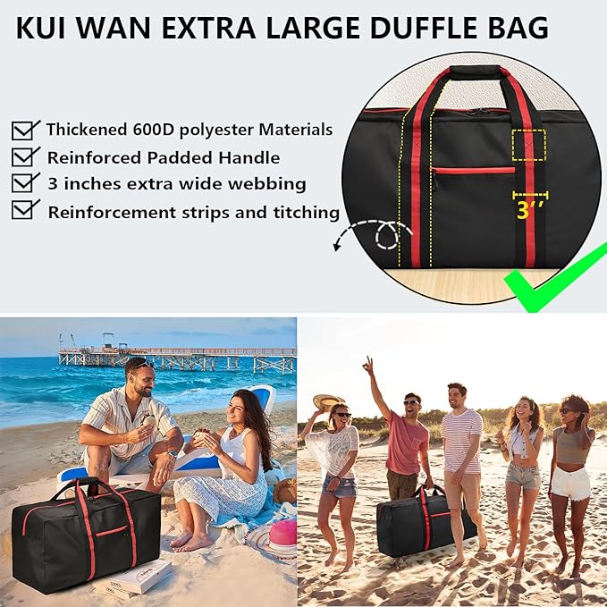 150L Large Duffle Bag for Travel 37” Diffle Bag for Overnight Weekender Camping, Storage for Men Women, Navy Blue