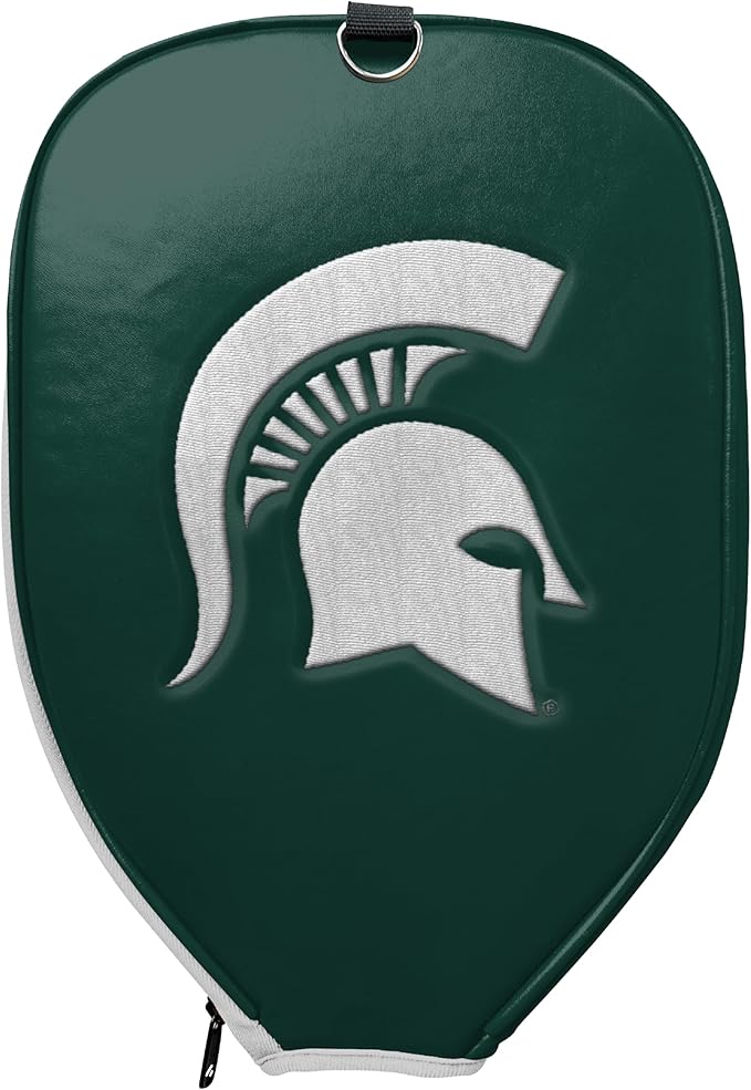 Officially Licensed Collegiate Pickleball Paddle Cover - Lightweight PU Leather Material - Durable Foam Interior Protection with Zippered Closure - Fits Most Paddles on the Market