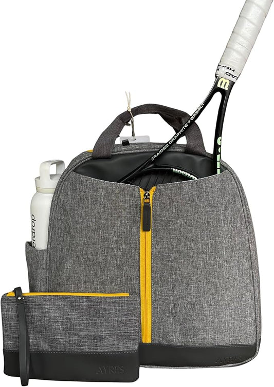 AYRES Tennis Backpack - Spacious Womens Tennis, Padel & Pickleball Bag | Quick-Access Racket Compartment (Fits 2) | Designer Tennis Bag, Water-Resistant & Easy To Clean, Makeup Pouch Included