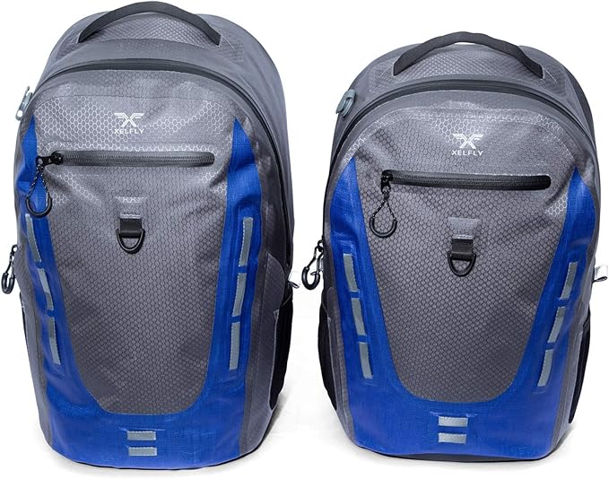 Xelfly Submersipack Waterproof Backpack - Submersible, Inflatable, Floating TPU Coated Durable Nylon Dry Bag with Airtight Zipper for Kayak, Fishing, Boating, Hiking, Paddle Board (Deep Blue, 25L)