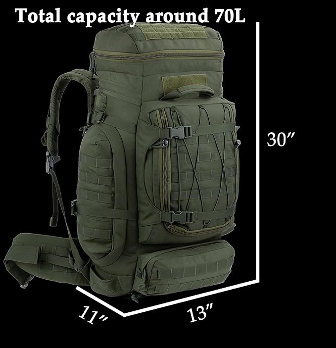 XMILPAX Large Internal Frame Backpack Tactical MOLLE Pack for Camping Backpacking Hunting Bushcraft Adventure 70L…
