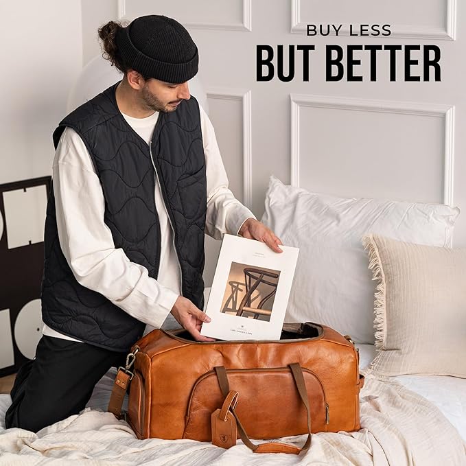 Berliner Bags Vintage Genuine Leather Duffle Denver XL for Travel or the Gym, Weekender Bag with shoe compartment, Overnight Bag for Men and Women - Brown