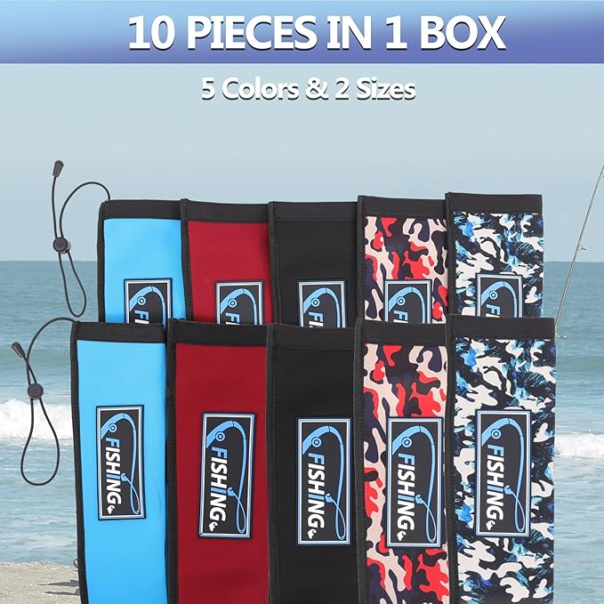 Lightproof Neoprene Fishing Rod Sleeve - Fishing Rod Cover for Storage & Transportation - Puncture Resistant Rod Sock for Casting, Trolling, Spinning Rods