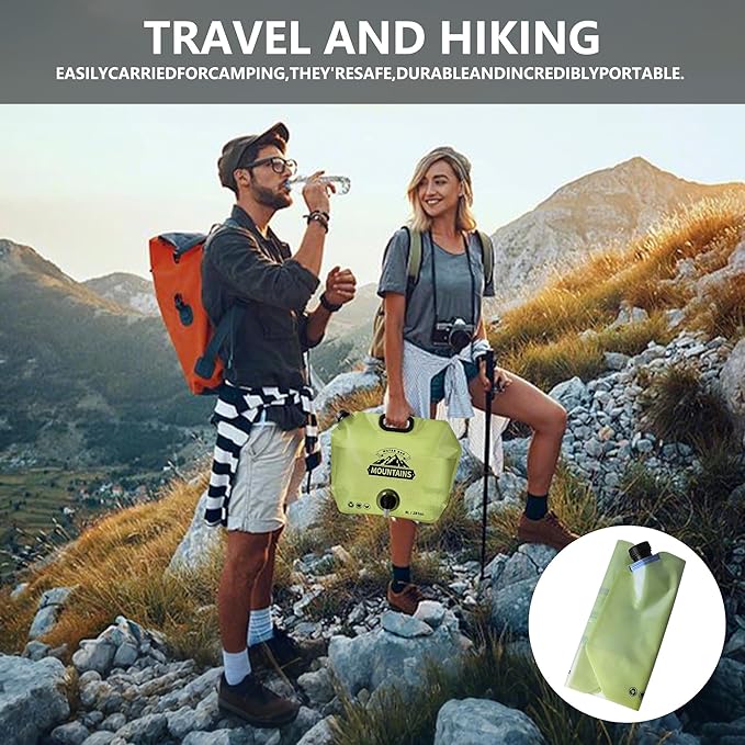 Collapsible 8L Water Storage Bag, BPA-Free Portable Folding Water Jug with Adjustable Faucet, Leakproof Emergency Water Bag for Camping, Hiking, Riding, Outdoor Sport (1, Green)