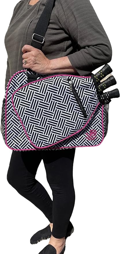 Pickleball - "Unrivaled" - Designer Women's Premium Side-Pocket Duffle Bag | Made Exclusively For Pickleball! | Includes a fitted a "paddle case" specifically designed to store and protect your pickleball paddles.