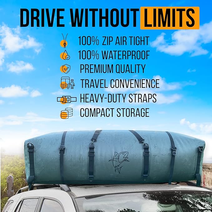 Extra Large Waterproof Duffel Bag - Heavy Duty Fishing Gear Bag - Outdoor Travel, Camping, Kayaking, Gym Bag with Reinforced Straps & Anti-Slip Base (60" L x20 H x25 W)