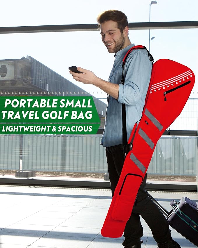 Big Teeth Golf Sunday Bag, Small Golf Bag Lightweight, Par 3 Golf Bag for A Few Clubs Driving Range, Practice with Carry Shoulder Strap Foldable Multi-Colour
