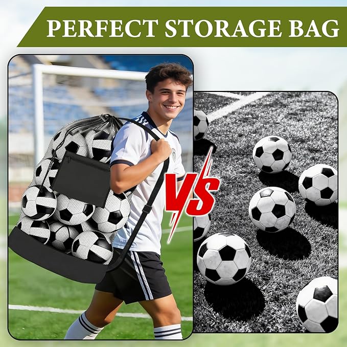 HEIFAM 2 Pack Soccer Ball Bag 40"X 30", Drawstring Mesh Ball Bag for Coaches, Extra Large Sport Ball Sack for Basketballs Volleyballs Soccers, Sports Storage Organizer for Beach Gym, Swimming Gear