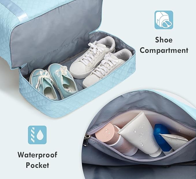 WOOMADA Initial Duffle Bag with Shoe Compartment,Personalized Weekender Bag, Overnight Bag for Women Girls, Gym Bag with Toiletry Bag