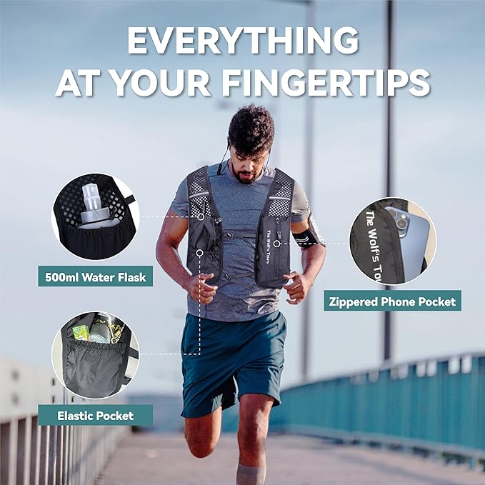 XBT Hydration Pack with 2L Water Bladder – Lightweight Running Vest for Men & Women – Adjustable, Breathable, Reflective Hydration Backpack for Hiking, Cycling, Trail Running, Marathon