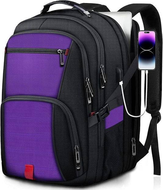ANTERK Travel Backpack, 18.4 Inch Laptop Backpacks for Men Women with USB Port, 55L Anti Theft Water Resistant College Bussiness TSA Airline Approved Work Computer Backpack, Purple