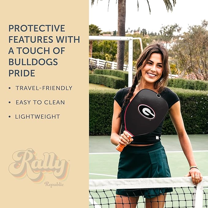 Officially Licensed Collegiate Pickleball Paddle Cover - Lightweight PU Leather Material - Durable Foam Interior Protection with Zippered Closure - Fits Most Paddles on the Market